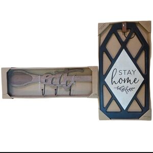 Set Of 2 - Modern Wall Decor Set - Plaque And Wall Hook